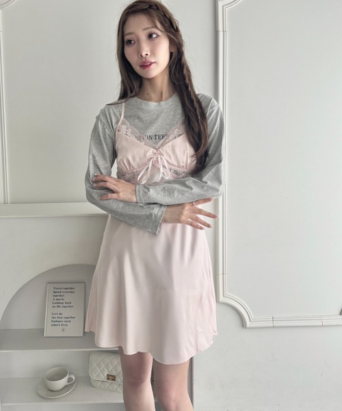 Loueme(ルエム)の「サイドレースサテンスリップミニワンピース(ワンピース・レディース・ホワイト/ピンク/ブラック/ライトブルー・FREE)」の11枚目の写真