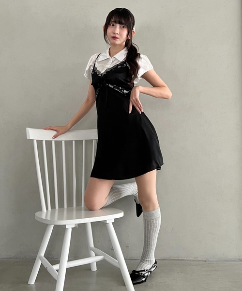 Loueme(ルエム)の「サイドレースサテンスリップミニワンピース(ワンピース・レディース・ホワイト/ピンク/ブラック/ライトブルー・FREE)」の20枚目の写真