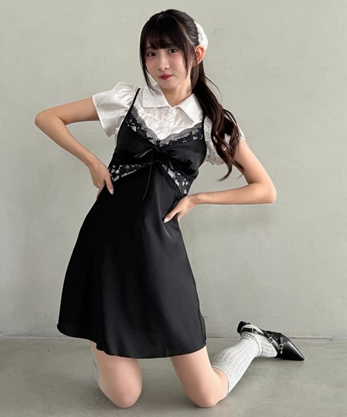 Loueme(ルエム)の「サイドレースサテンスリップミニワンピース(ワンピース・レディース・ホワイト/ピンク/ブラック/ライトブルー・FREE)」の19枚目の写真