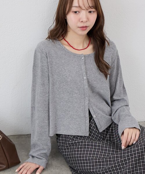 DISCOAT（ディスコート）の「【WEB限定】起毛前後2WAYカーディガン（Tシャツ/カットソー・レディース・ブラック/アイボリー/ホワイト/ピンク/ライトグレー/ネイビー/ブラック系その他/グレー/グレー系その他・FREE）」の6枚目の写真