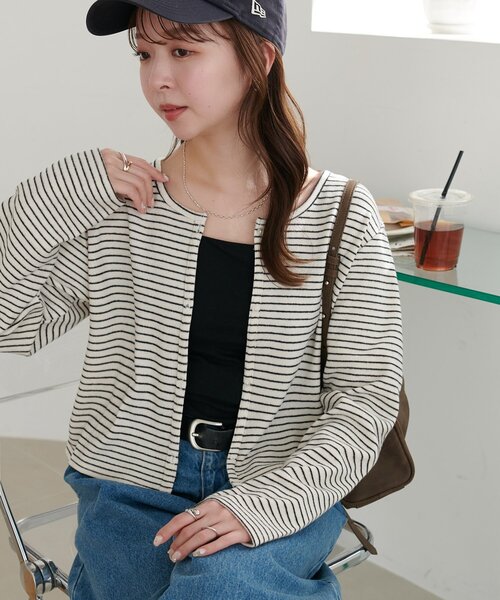 DISCOAT（ディスコート）の「【WEB限定】起毛前後2WAYカーディガン（Tシャツ/カットソー・レディース・ブラック/アイボリー/ホワイト/ピンク/ライトグレー/ネイビー/ブラック系その他/グレー/グレー系その他・FREE）」の2枚目の写真