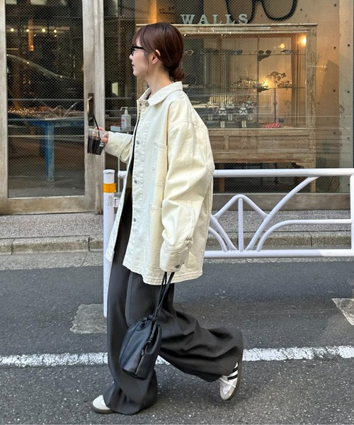 DISCOAT(ディスコート)の「【Enlude】デニムカバーオール《ユニセックス》(デニムジャケット・レディース・ネイビー/アイボリー/サックスブルー・FREE)」の11枚目の写真