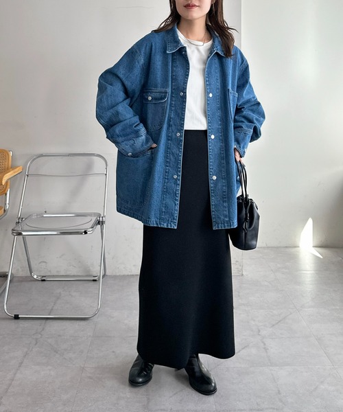 DISCOAT(ディスコート)の「【Enlude】デニムカバーオール《ユニセックス》(デニムジャケット・レディース・ネイビー/アイボリー/サックスブルー・FREE)」の17枚目の写真