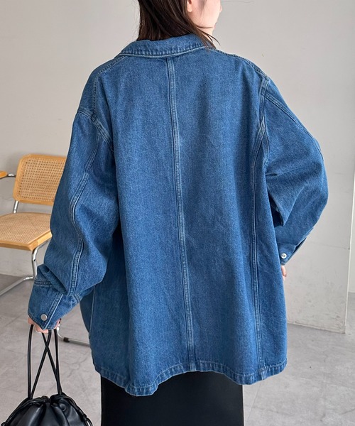 DISCOAT(ディスコート)の「【Enlude】デニムカバーオール《ユニセックス》(デニムジャケット・レディース・ネイビー/アイボリー/サックスブルー・FREE)」の16枚目の写真