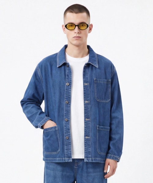 INNOCENT（イノセント）の「【T16】【FXN Los Angeles/エフエックスエヌ ロサンゼルス】DENIM CHORE COAT F-0910（デニムジャケット・メンズ・インディゴブルー/ダークインディゴブルー/ブラック・MEDIUM/LARGE/X-LARGE/XX-LARGE/SMALL）」の3枚目の写真