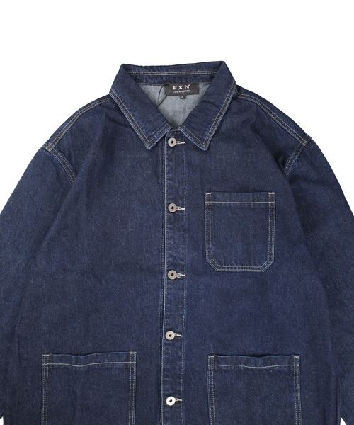 INNOCENT（イノセント）の「【T16】【FXN Los Angeles/エフエックスエヌ ロサンゼルス】DENIM CHORE COAT F-0910（デニムジャケット・メンズ・インディゴブルー/ダークインディゴブルー/ブラック・MEDIUM/LARGE/X-LARGE/XX-LARGE/SMALL）」の10枚目の写真