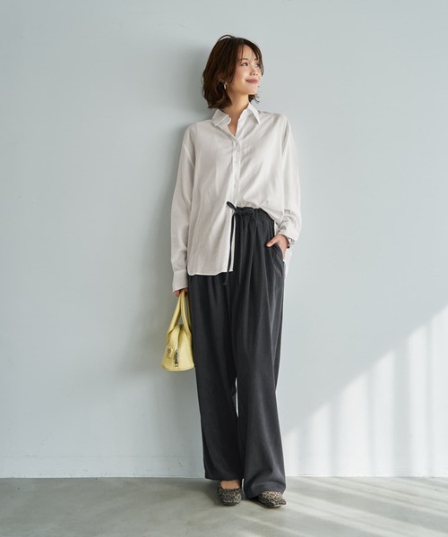 STYLE DELI(スタイルデリ)の「縦線凹凸2タックリラックスパンツ(その他パンツ・レディース・ホワイト/チャコールグレー・FREE)」の11枚目の写真