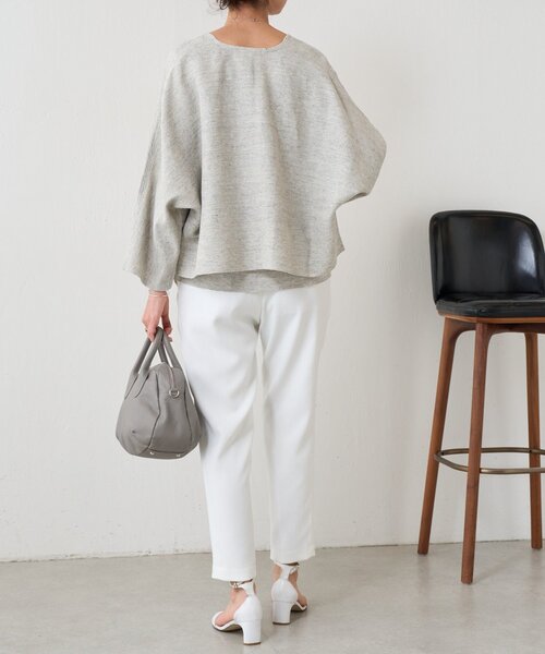 LIVETART(リヴェタート)の「リネン調トラックパンツ(その他パンツ・レディース・ブラック/ホワイト・1/0/2)」の4枚目の写真