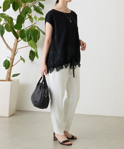 LIVETART(リヴェタート)の「リネン調トラックパンツ(その他パンツ・レディース・ブラック/ホワイト・1/0/2)」の7枚目の写真