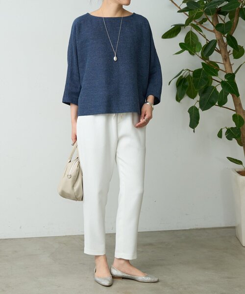 LIVETART(リヴェタート)の「リネン調トラックパンツ(その他パンツ・レディース・ブラック/ホワイト・1/0/2)」の9枚目の写真