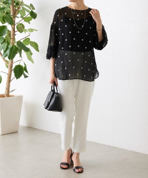 LIVETART(リヴェタート)の「リネン調トラックパンツ(その他パンツ・レディース・ブラック/ホワイト・1/0/2)」の11枚目の写真