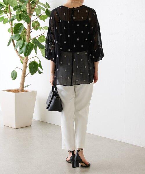 LIVETART(リヴェタート)の「リネン調トラックパンツ(その他パンツ・レディース・ブラック/ホワイト・1/0/2)」の12枚目の写真