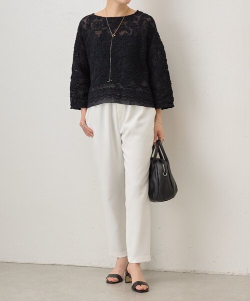 LIVETART(リヴェタート)の「リネン調トラックパンツ(その他パンツ・レディース・ブラック/ホワイト・1/0/2)」の15枚目の写真