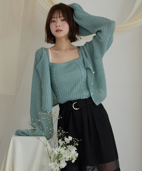 Aueire アンサンブル sheer knit flare ensemble / シアーニットフレアアンサンブル