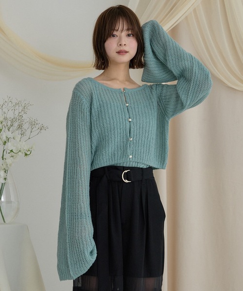 mideal(マイディール)の「sheer knit flare ensemble / シアーニットフレアアンサンブル(アンサンブル・レディース・ライトグリーン/ベビーピンク/ライトブルー・FREE)」の14枚目の写真
