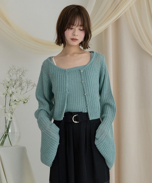 mideal(マイディール)の「sheer knit flare ensemble / シアーニットフレアアンサンブル(アンサンブル・レディース・ライトグリーン/ベビーピンク/ライトブルー・FREE)」の5枚目の写真