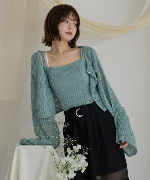 セール】sheer knit flare ensemble / シアーニットフレアアンサンブル