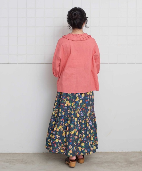 l'atelier du savon（アトリエドサボン）の「襟プリーツ綿麻ブラウス（シャツ/ブラウス・レディース・ブルー/ブラック/アイボリー/オレンジ・FREE）」の17枚目の写真