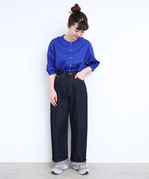 l'atelier du savon(アトリエドサボン)の「襟プリーツ綿麻ブラウス(シャツ/ブラウス・レディース・ブルー/ブラック/アイボリー/オレンジ・FREE)」の13枚目の写真