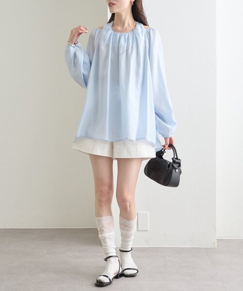 mystic（ミスティック）の「タグ付きギャザーキュロット（その他パンツ・レディース・オフホワイト/ブラック・1/2）」の8枚目の写真