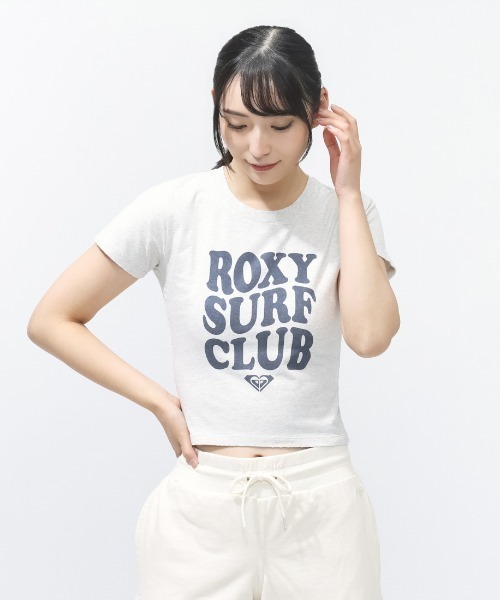 ROXY（ロキシー）の「ロキシー ROXY ROXY WITH HEART TINY TEE（Tシャツ/カットソー・レディース・ホワイト×ピンク/グレー/レッド・S/M/L）」の2枚目の写真