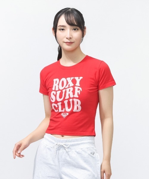 ROXY（ロキシー）の「ロキシー ROXY ROXY WITH HEART TINY TEE（Tシャツ/カットソー・レディース・ホワイト×ピンク/グレー/レッド・S/M/L）」の3枚目の写真
