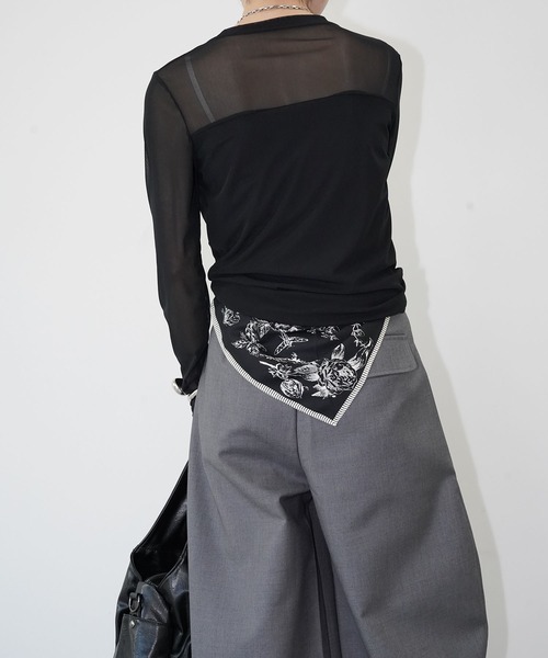 chuclla(チュクラ)の「シアーネックレイヤードトップス chw26s129(Tシャツ/カットソー・レディース・ブラック/ホワイト・FREE)」の14枚目の写真