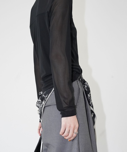 chuclla(チュクラ)の「シアーネックレイヤードトップス chw26s129(Tシャツ/カットソー・レディース・ブラック/ホワイト・FREE)」の15枚目の写真