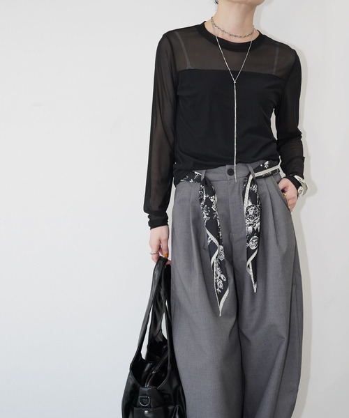 chuclla(チュクラ)の「シアーネックレイヤードトップス chw26s129(Tシャツ/カットソー・レディース・ブラック/ホワイト・FREE)」の16枚目の写真