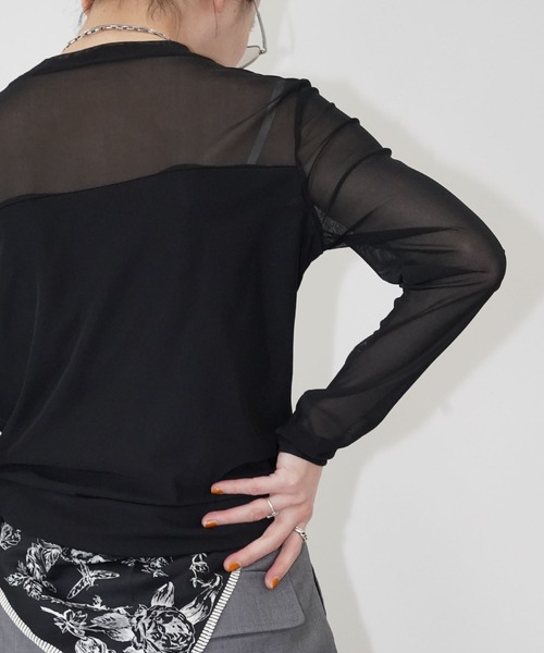 chuclla(チュクラ)の「シアーネックレイヤードトップス chw26s129(Tシャツ/カットソー・レディース・ブラック/ホワイト・FREE)」の17枚目の写真