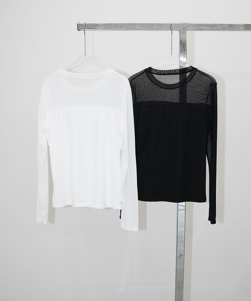 chuclla(チュクラ)の「シアーネックレイヤードトップス chw26s129(Tシャツ/カットソー・レディース・ブラック/ホワイト・FREE)」の19枚目の写真