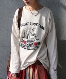 antiqua（アンティカ）の「長袖 綿100% アニマル柄 プリント ロンT（Tシャツ/カットソー）」