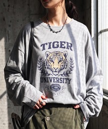antiqua（アンティカ）の「長袖 綿100% アニマル柄 プリント ロンT（Tシャツ/カットソー）」
