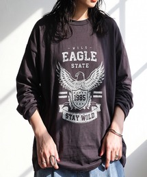 アシンメトリードレープロングスリーブトップス（Tシャツ/カットソー