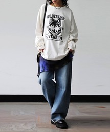 antiqua（アンティカ）の「長袖 綿100% アニマル柄 プリント ロンT（Tシャツ/カットソー）」