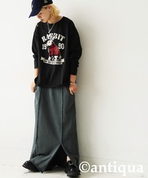 antiqua（アンティカ）の「長袖 綿100% アニマル柄 プリント ロンT（Tシャツ/カットソー）」