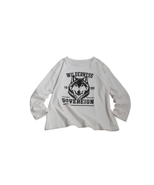 長袖 綿100% アニマル柄 プリント ロンT（Tシャツ/カットソー