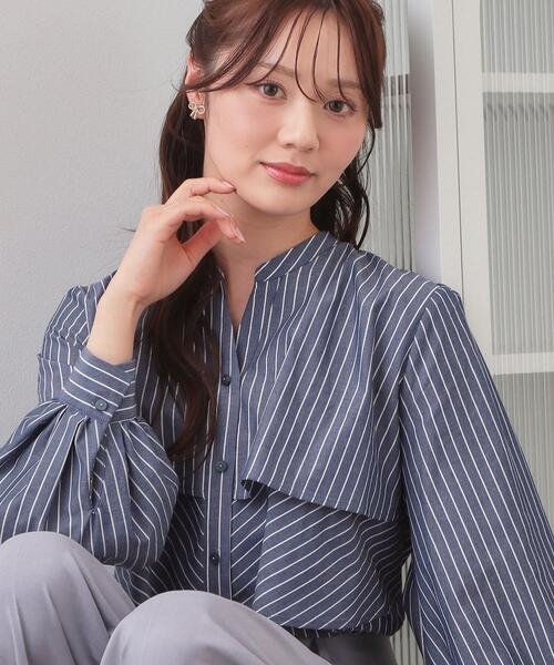 index(インデックス)の「フリルキーネックシャツ【洗濯機OK/イージーアイロン/防シワ】《XS~LL/7col》(シャツ/ブラウス・レディース・ベージュ系その他6/ピンク系3/サックスブルー系2/オフホワイト/ホワイト系9/ネイビー系5/ライトグリーン系・36/38/40/34/42)」の5枚目の写真