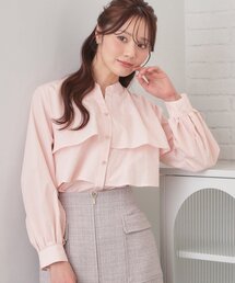 index（インデックス）の「フリルキーネックシャツ【洗濯機OK/イージーアイロン/防シワ】《XS～LL/7col》（シャツ/ブラウス）」