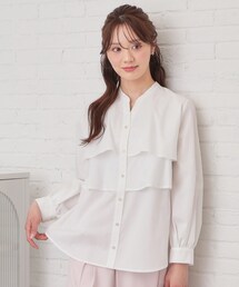 index（インデックス）の「フリルキーネックシャツ【洗濯機OK/イージーアイロン/防シワ】《XS～LL/7col》（シャツ/ブラウス）」