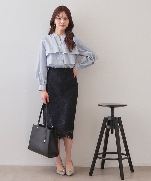 index(インデックス)の「フリルキーネックシャツ【洗濯機OK/イージーアイロン/防シワ】《XS~LL/7col》(シャツ/ブラウス・レディース・ベージュ系その他6/ピンク系3/サックスブルー系2/オフホワイト/ホワイト系9/ネイビー系5/ライトグリーン系・36/38/40/34/42)」の22枚目の写真