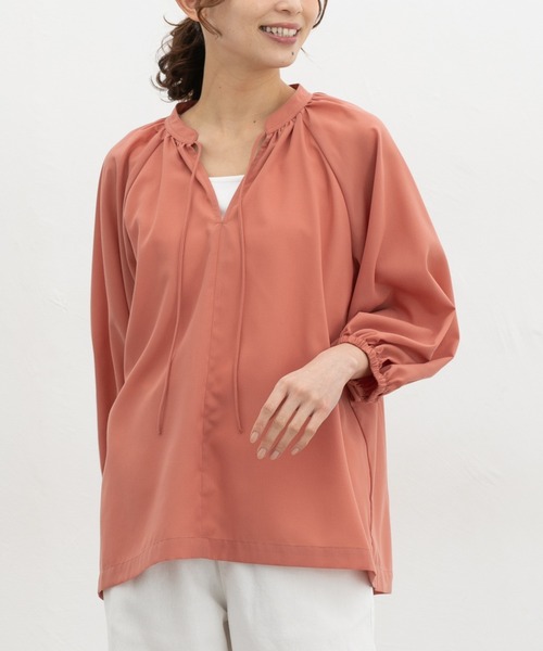 Honeys(ハニーズ)の「8分袖マオスキッパーブラウス(シャツ/ブラウス・レディース・オレンジ系その他/モカ/ベージュ系1/ブラック/グレイッシュブルー・M/L/LL)」の5枚目の写真
