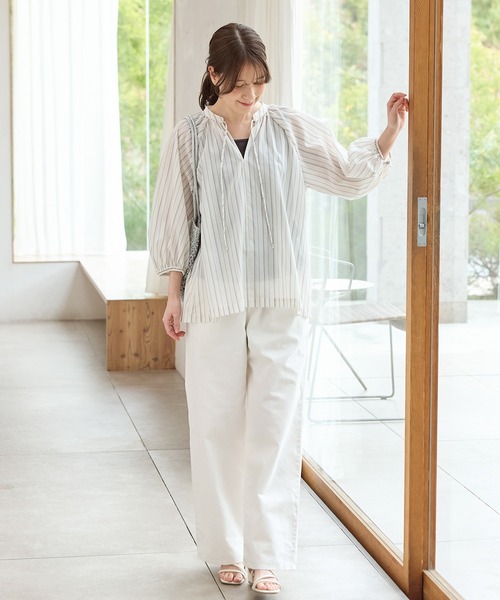 Honeys(ハニーズ)の「8分袖マオスキッパーブラウス(シャツ/ブラウス・レディース・オレンジ系その他/モカ/ベージュ系1/ブラック/グレイッシュブルー・M/L/LL)」の7枚目の写真