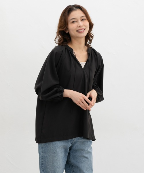 Honeys(ハニーズ)の「8分袖マオスキッパーブラウス(シャツ/ブラウス・レディース・オレンジ系その他/モカ/ベージュ系1/ブラック/グレイッシュブルー・M/L/LL)」の13枚目の写真
