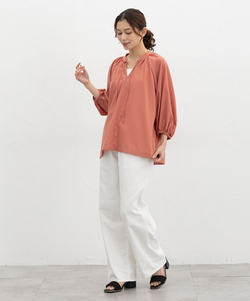 Honeys(ハニーズ)の「8分袖マオスキッパーブラウス(シャツ/ブラウス・レディース・オレンジ系その他/モカ/ベージュ系1/ブラック/グレイッシュブルー・M/L/LL)」の18枚目の写真