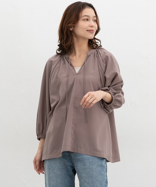 Honeys(ハニーズ)の「8分袖マオスキッパーブラウス(シャツ/ブラウス・レディース・オレンジ系その他/モカ/ベージュ系1/ブラック/グレイッシュブルー・M/L/LL)」の21枚目の写真