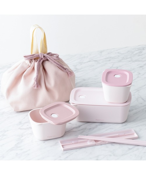 ランチボックス コンプリート5点セット ピンク 弁当箱 箸 箸入れ 巾着