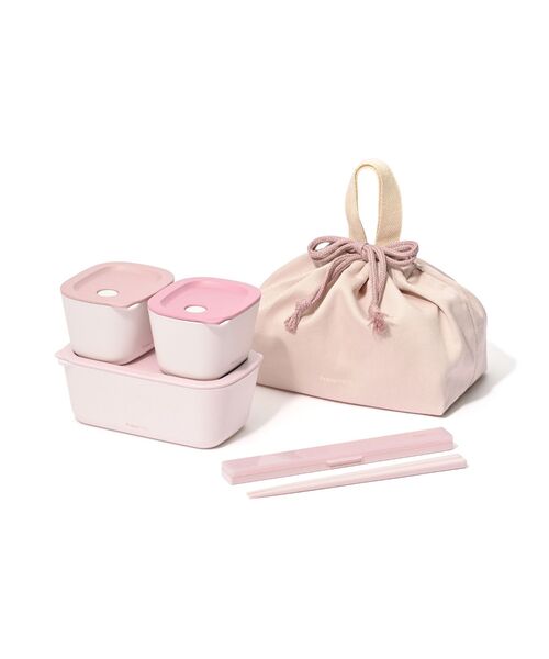 ランチボックス コンプリート5点セット ピンク 弁当箱 箸 箸入れ 巾着
