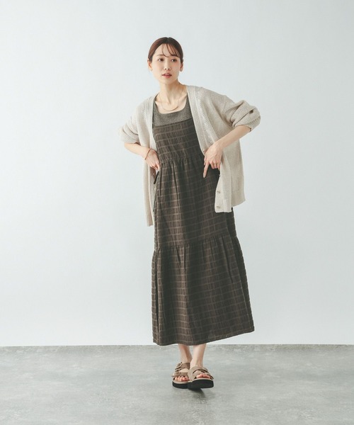 GLOBAL WORK（グローバルワーク）の「2WAYアソートチェックワンピ/636034（ワンピース・レディース・イエロー/スカイブルー/ダークブラウン・LARGE/MEDIUM）」の2枚目の写真