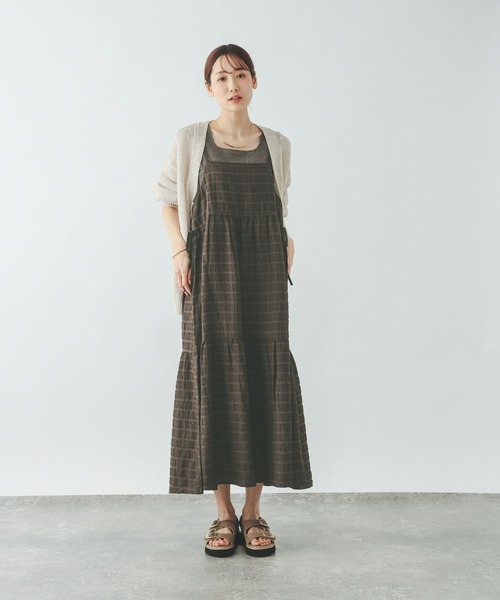 GLOBAL WORK（グローバルワーク）の「2WAYアソートチェックワンピ/636034（ワンピース・レディース・イエロー/スカイブルー/ダークブラウン・LARGE/MEDIUM）」の19枚目の写真